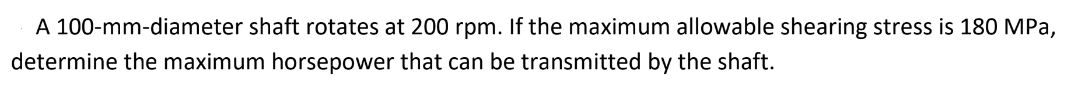 A 1 0 0 - mm - diameter shaft rotates at 2 0 0