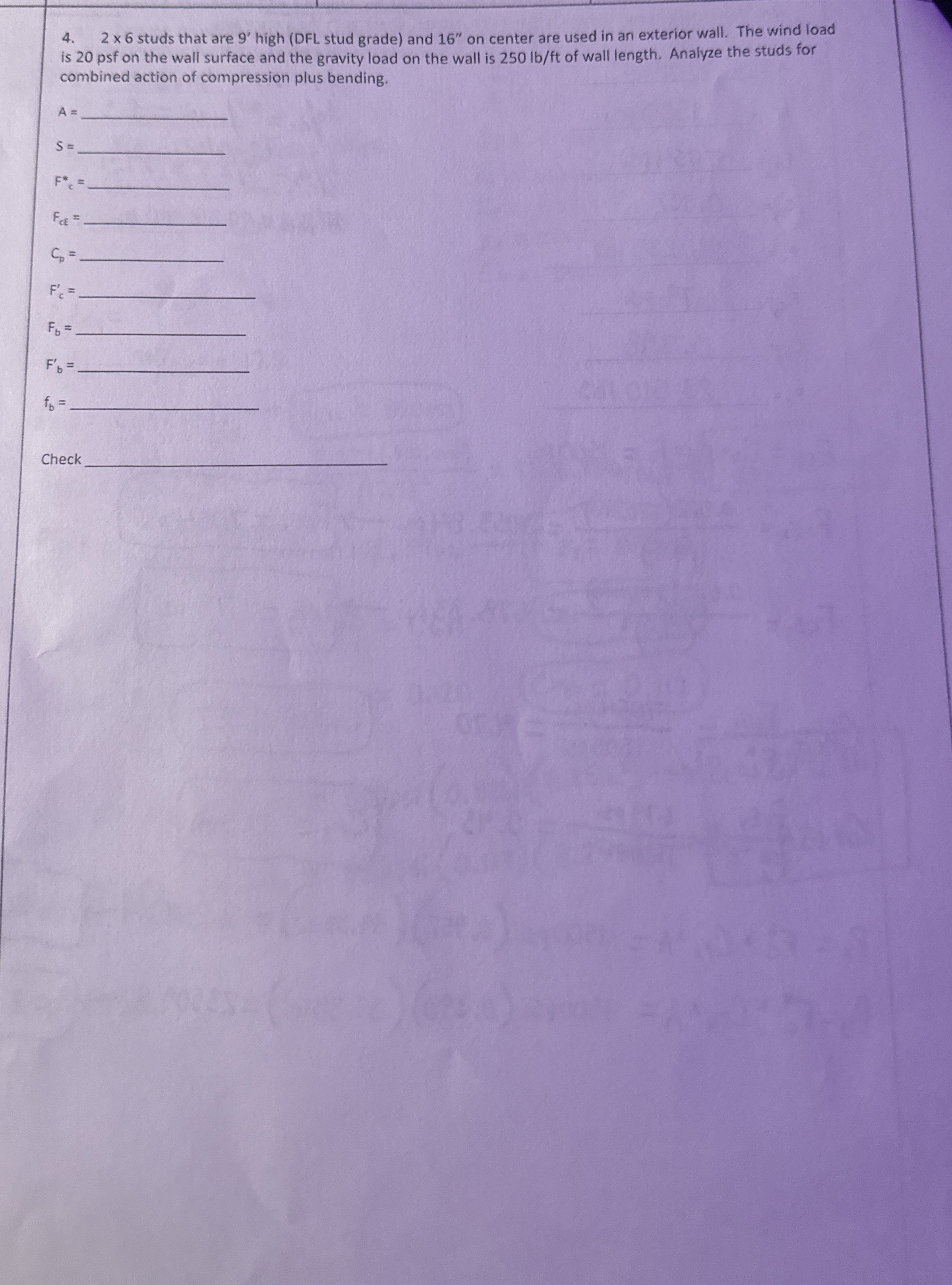 2 6 studs that are 9 ' high ( DFL stud grade )