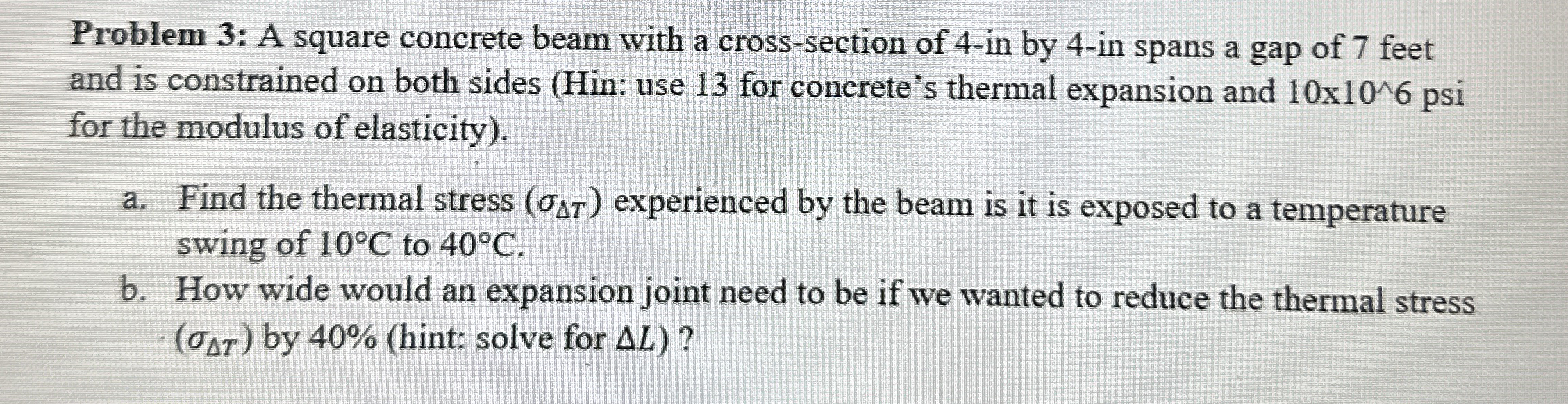 Problem 3 : A square concrete beam with a cross -