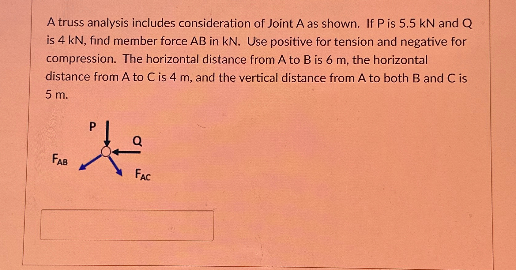 A truss analysis includes consideration of Joint