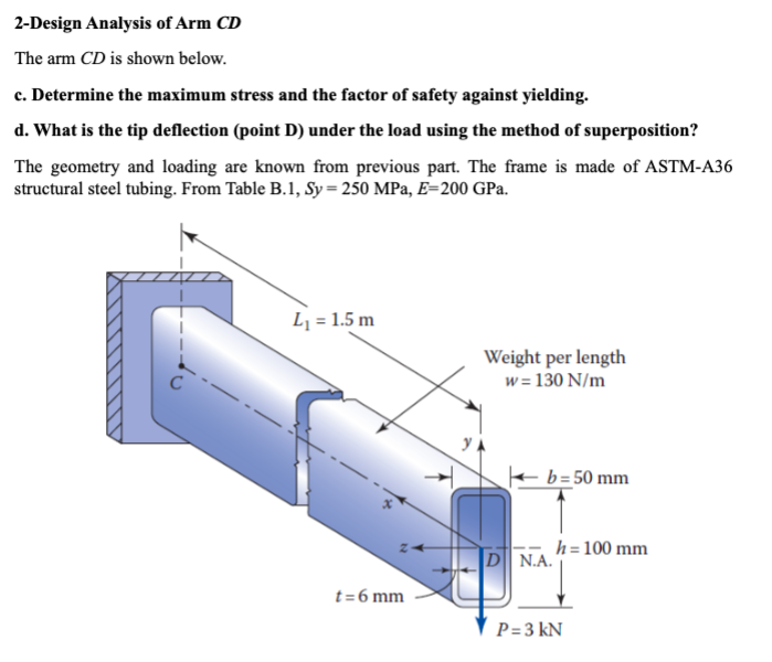 2 - Design Analysis of Arm CD The arm \ ( C D \ )