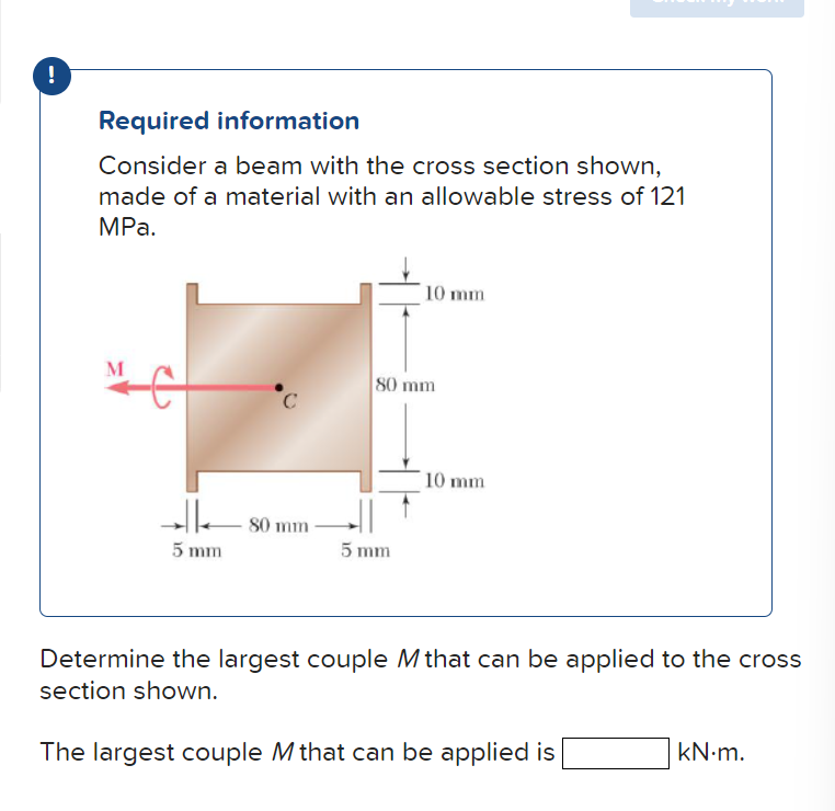 ! Required information Consider a beam with the