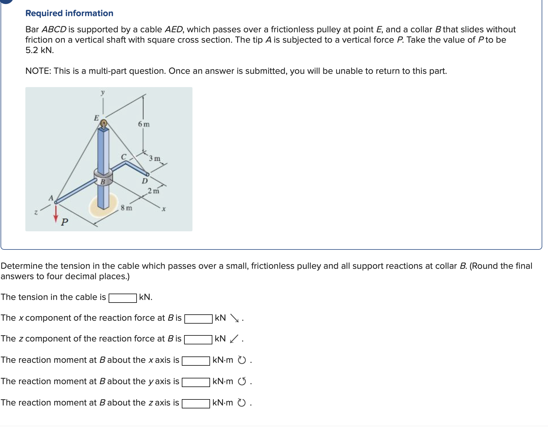 Required information Bar ABCD is supported by a