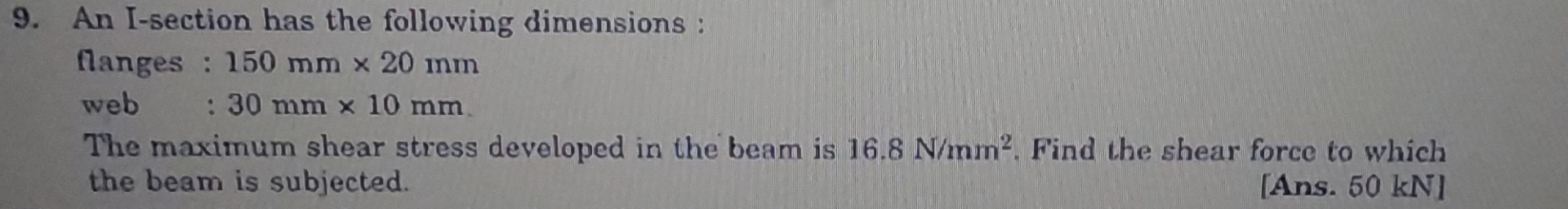 An I - section has the following dimensions :