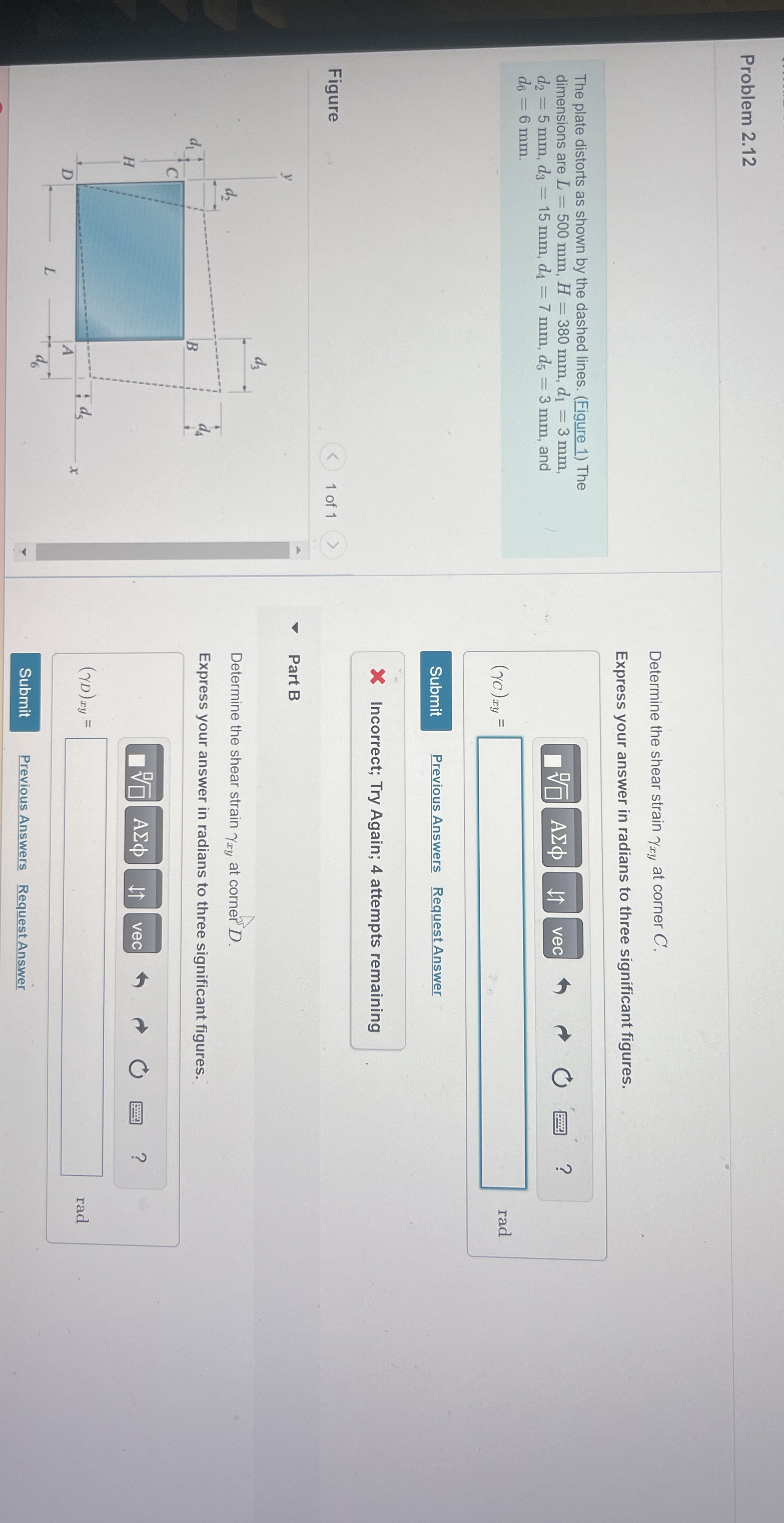 Problem 2 . 1 2 The plate distorts as shown by