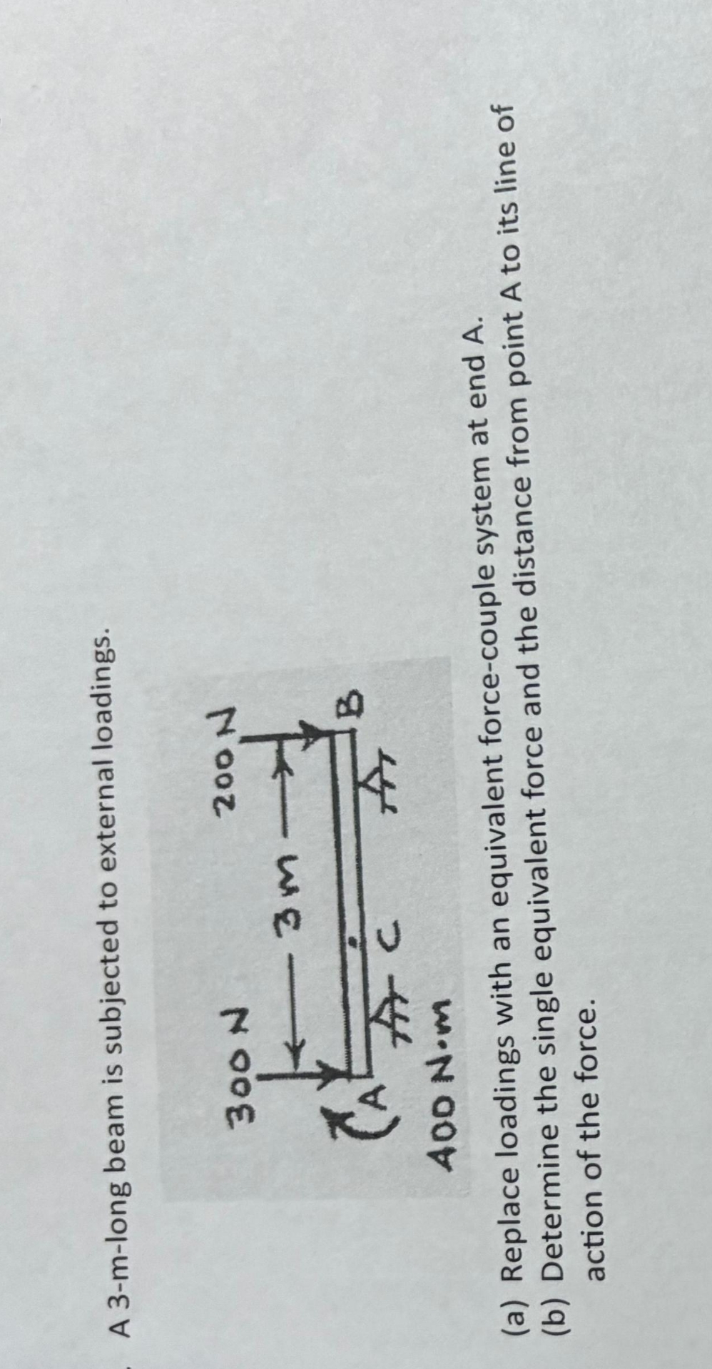 A 3 - m - long beam is subjected to external