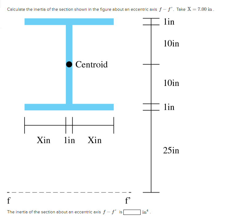 Calculate the inertia of the section shown in the