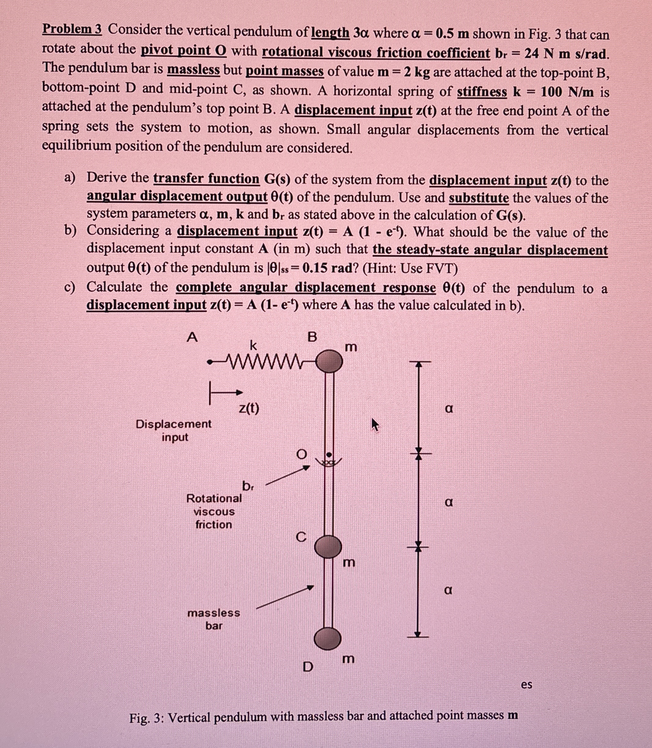 Problem 3 Consider the vertical pendulum of