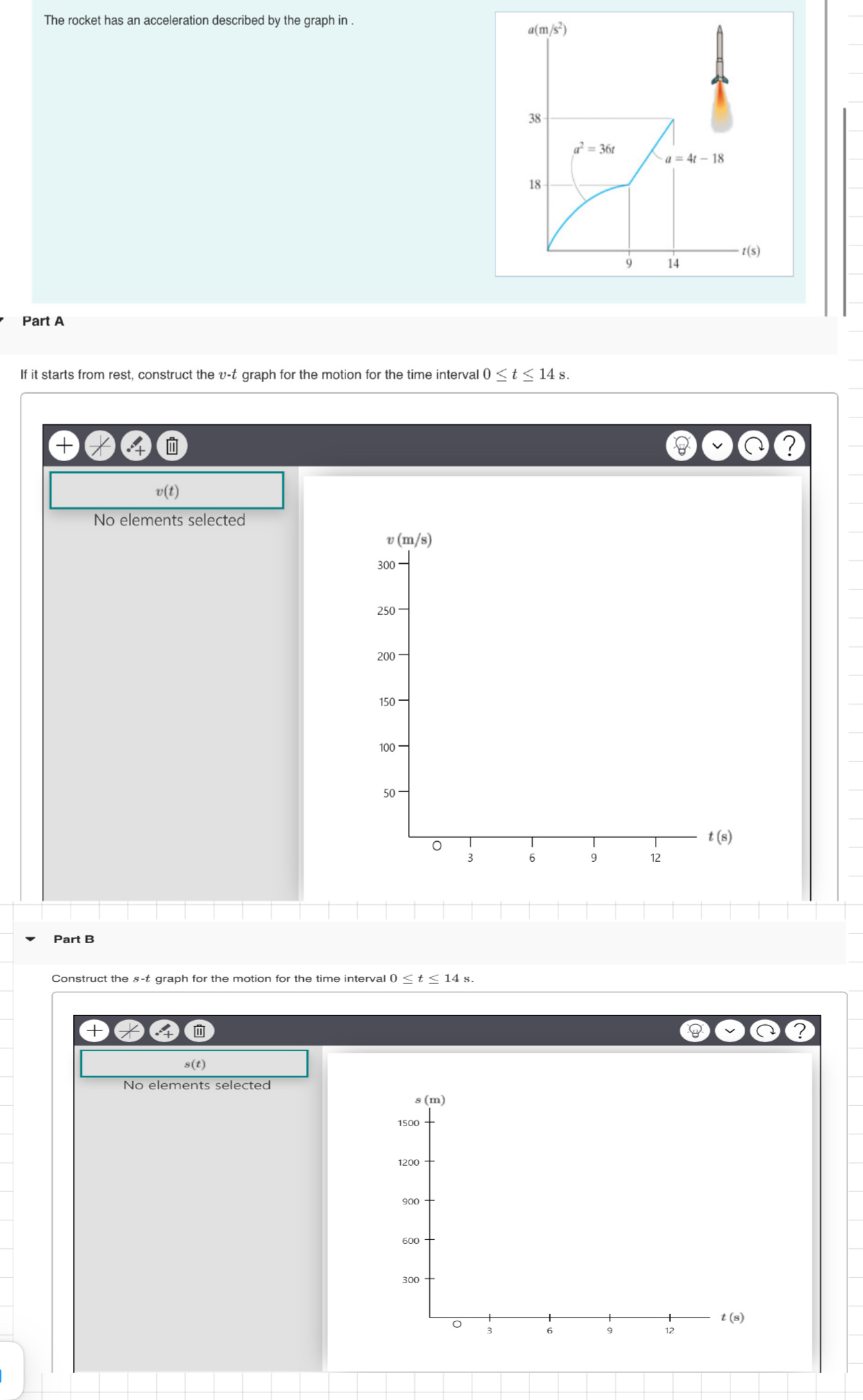 Construct the s - t graph for the motion for the