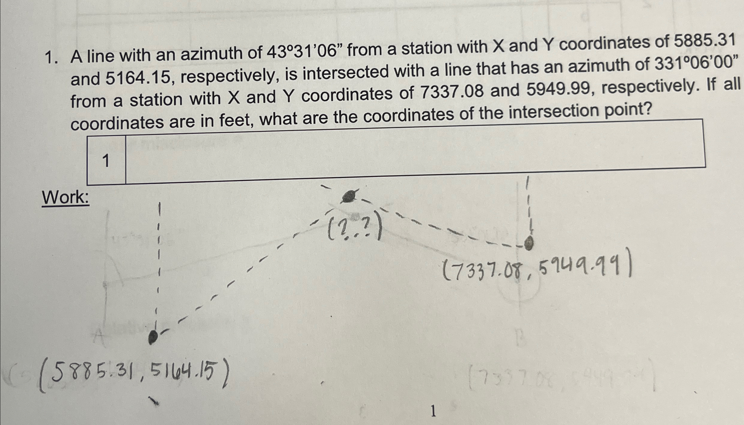 A line with an azimuth of 4 3 3 1 ' 0 6 ' ' from