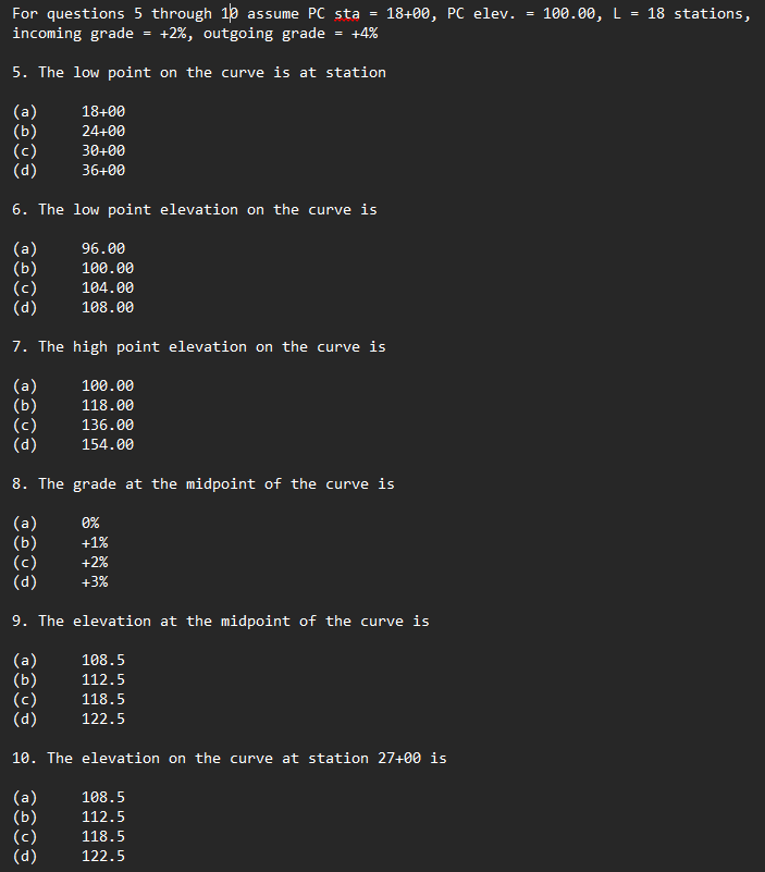 For questions 5 through 1 0 assume PC sta = 1 8 +