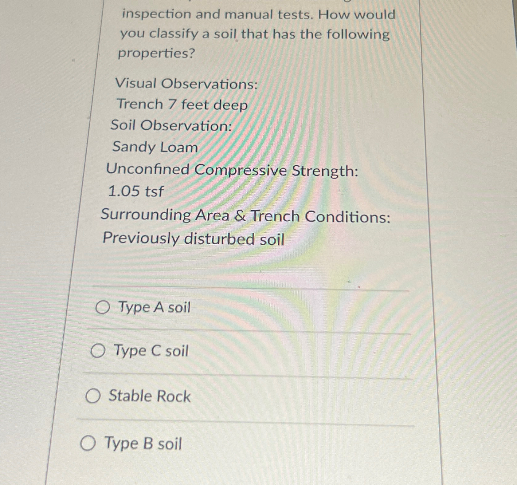 inspection and manual tests. How would you