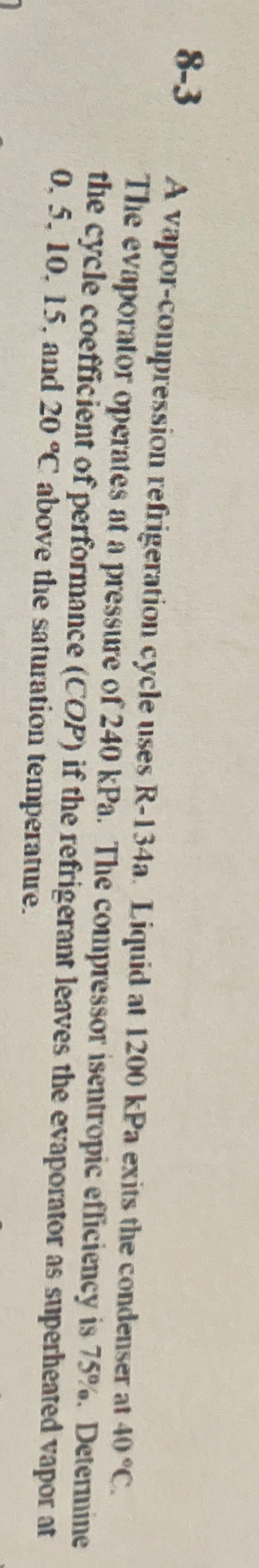 8 - 3 A vapor - compression refrigeration cycle