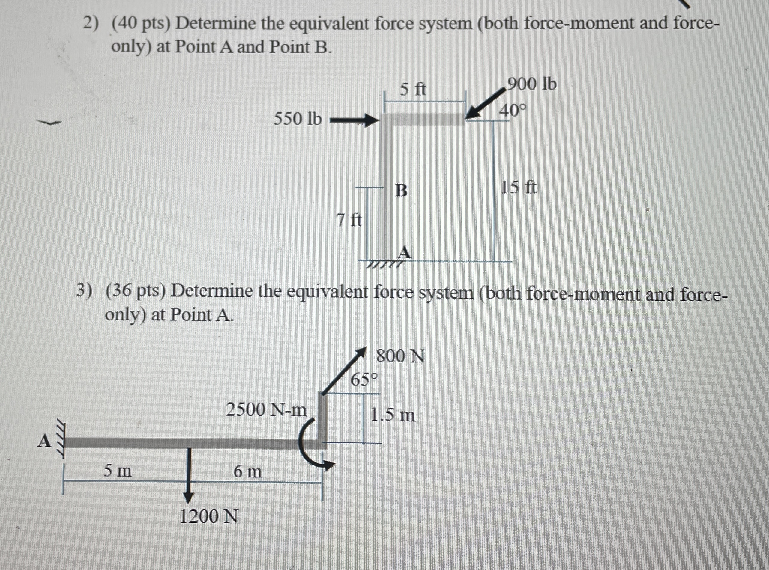 Determine the equivalent force system ( both
