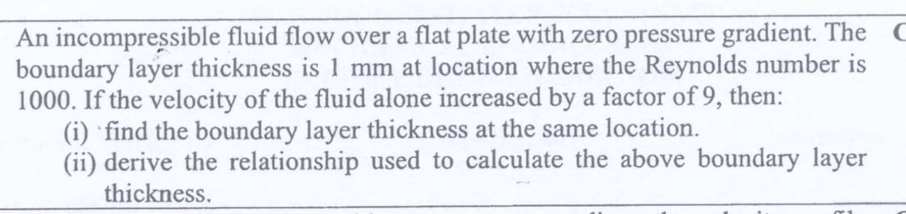 An incompressible fluid flow over a flat plate