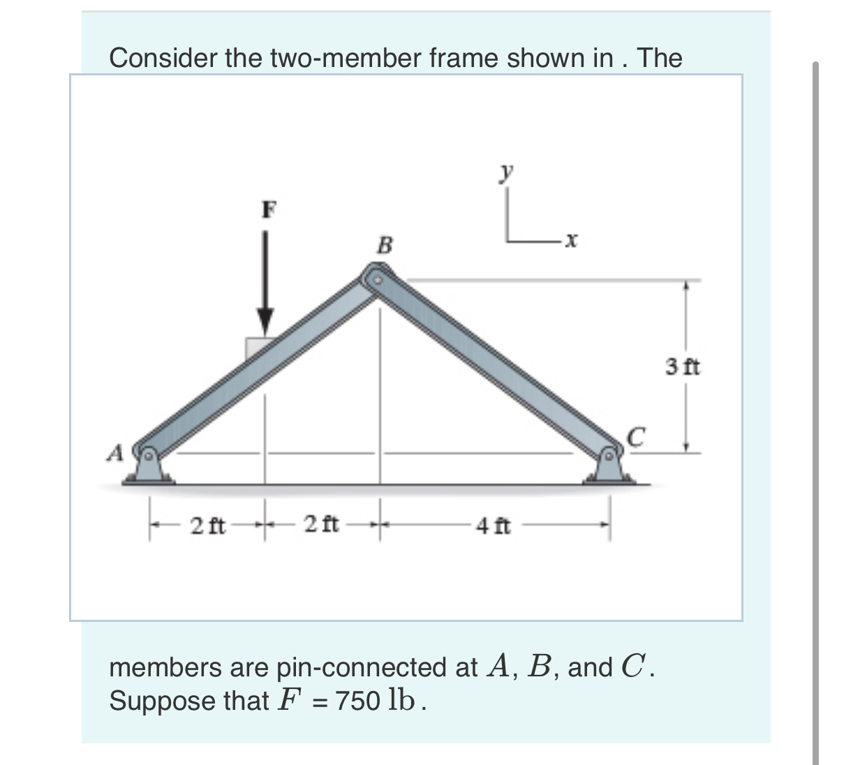 Consider the two - member frame shown in . The