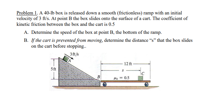 Problem 1 . A 4 0 - lb box is released down a