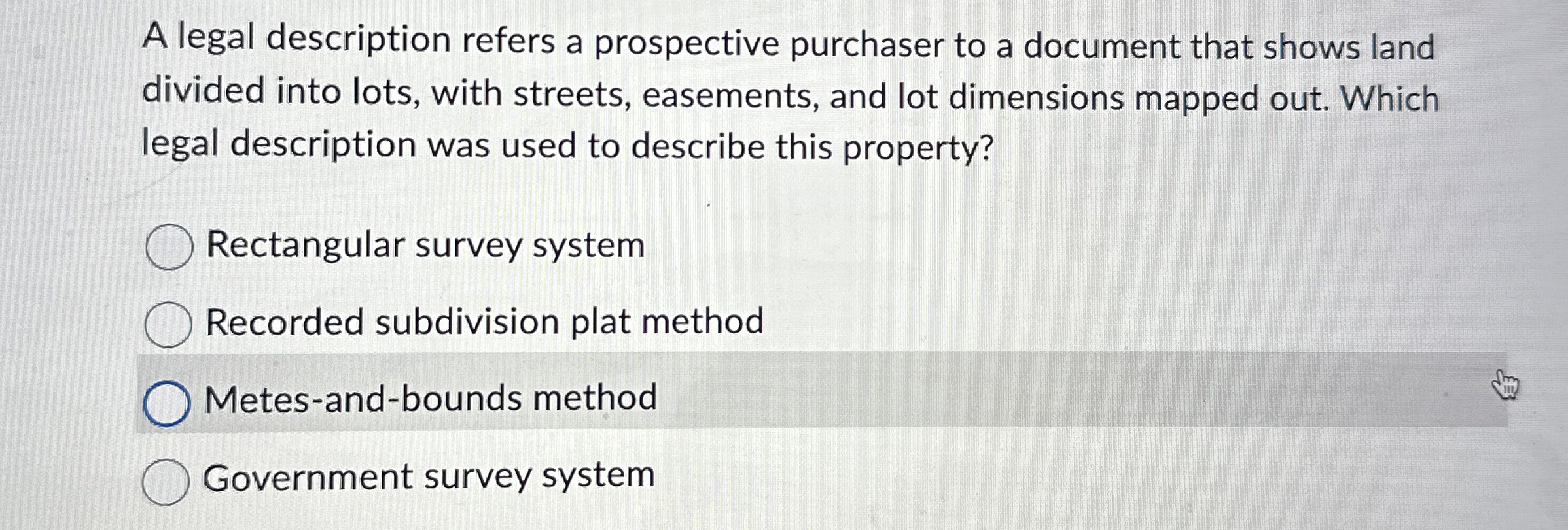 A legal description refers a prospective