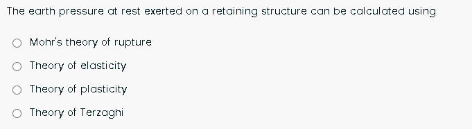 The earth pressure at rest exerted on a retaining