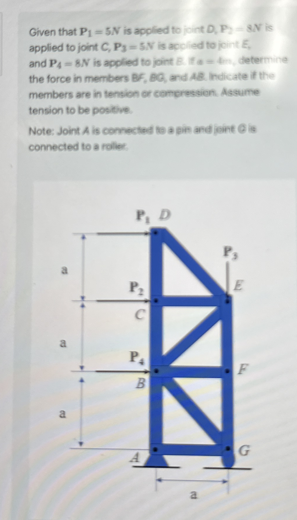 Given that P 1 = 5 N is applied to joint D 1 P 2