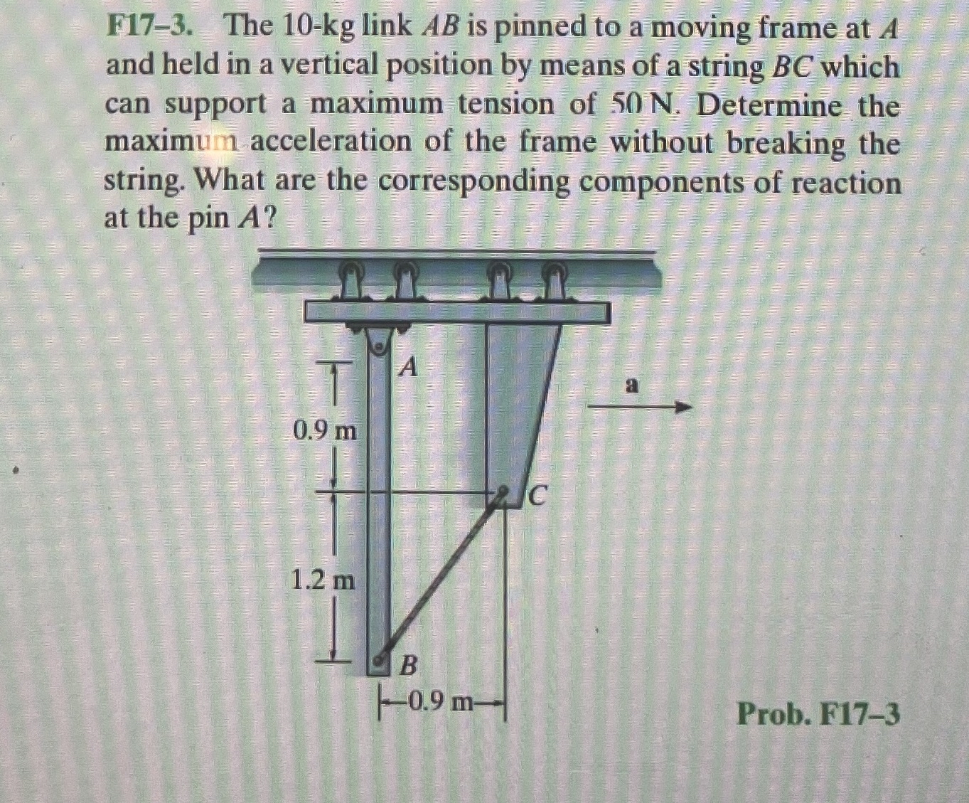 F 1 7 - 3 . The 1 0 - kg link A B is pinned to a