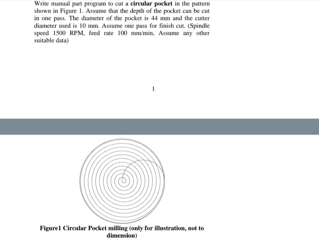 Write manual part program to cut a circular