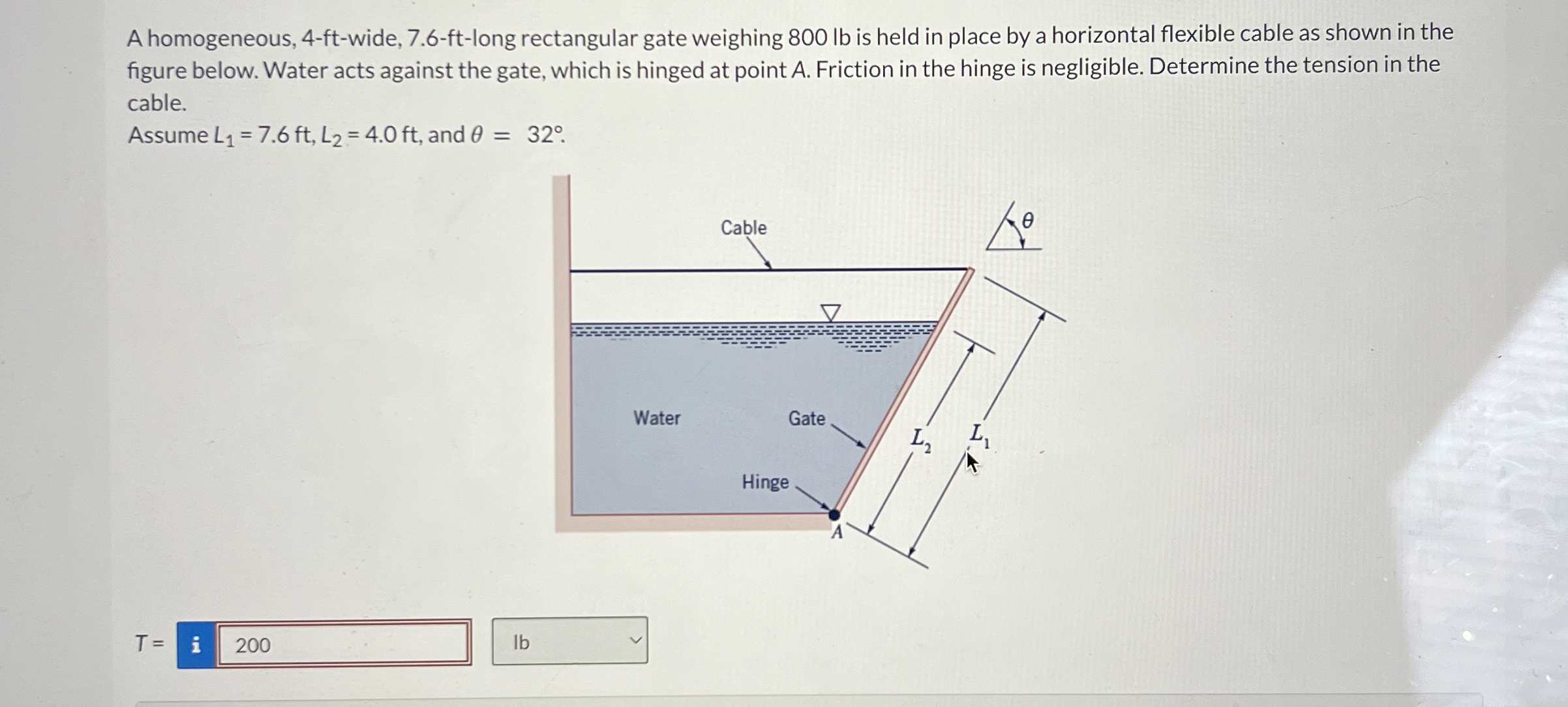 A homogeneous, 4 - ft - wide, 7 . 6 - ft - long