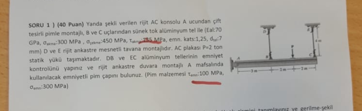 SORU 1 ) ( 4 0 Puan ) Yanda ekli verilen rijit AC