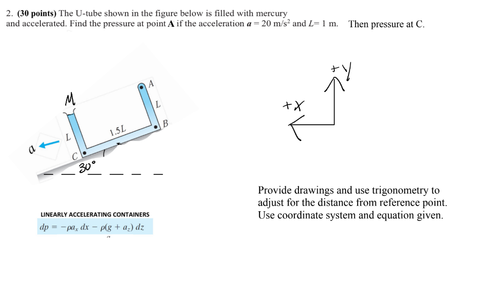 ( 3 0 points ) The U - tube shown in the figure