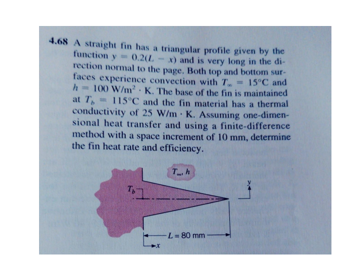 4 . 6 8 A straight fin has a triangular profile