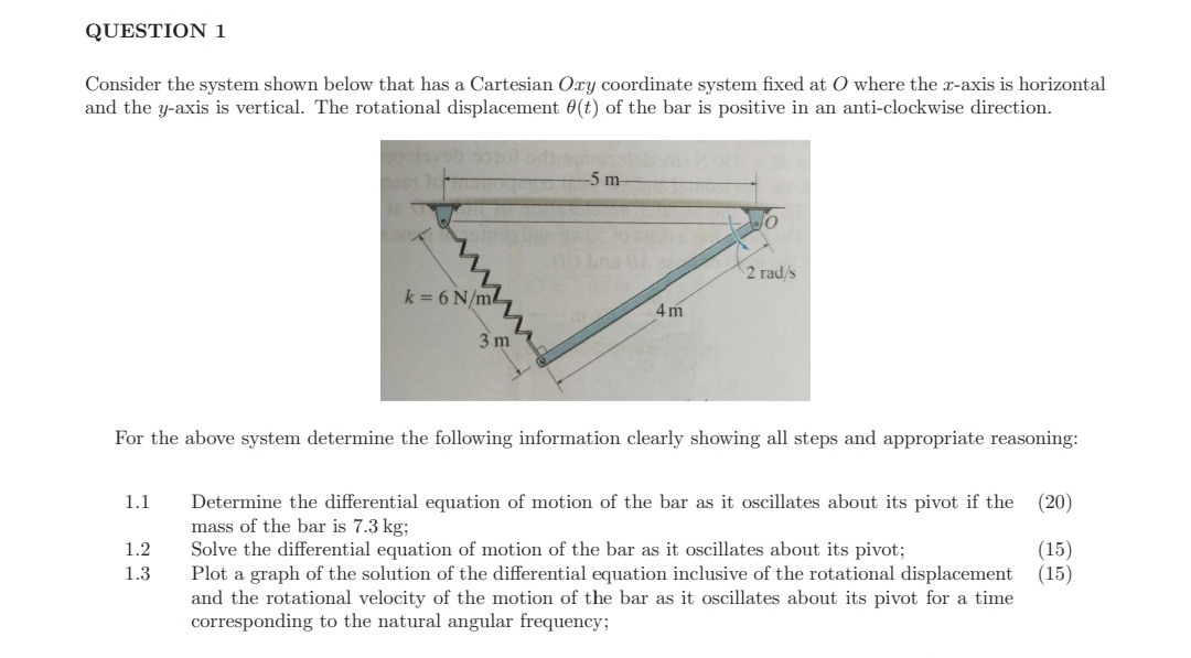 QUESTION 1 Consider the system shown below that
