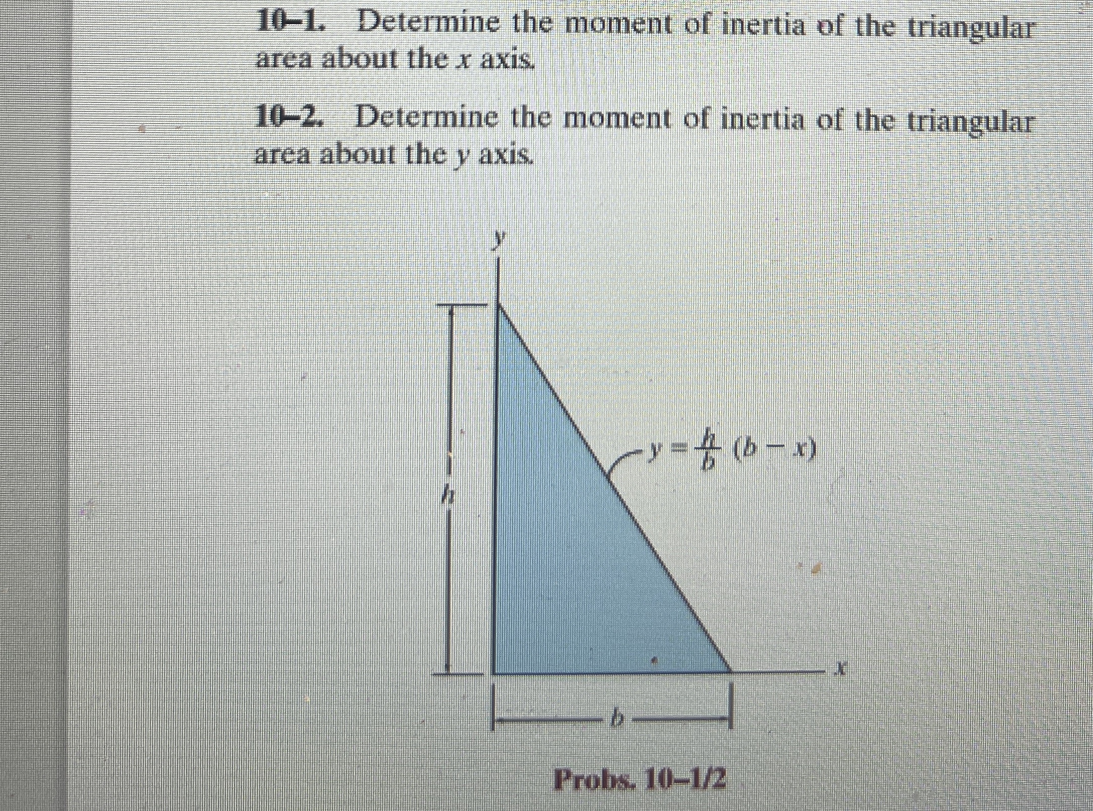 1 0 - 1 . Determine the moment of inertia of the