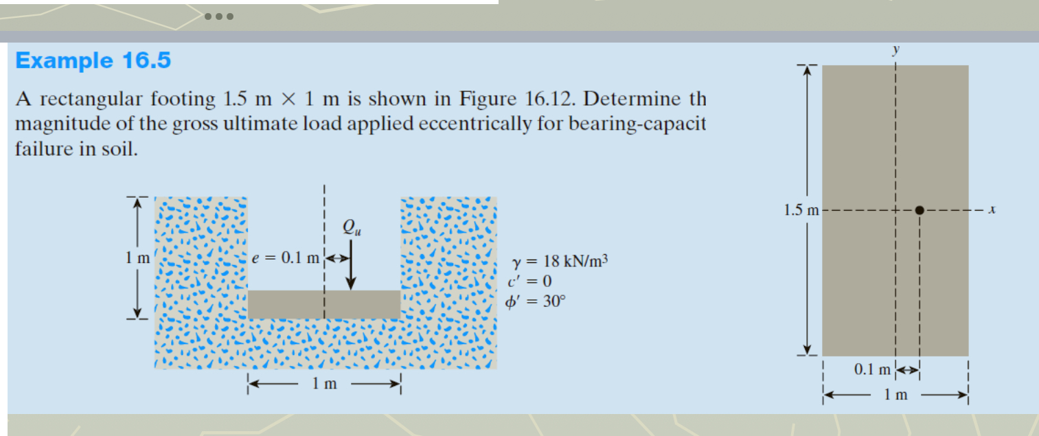 Example 1 6 . 5 A rectangular footing 1 . 5 m 1 m