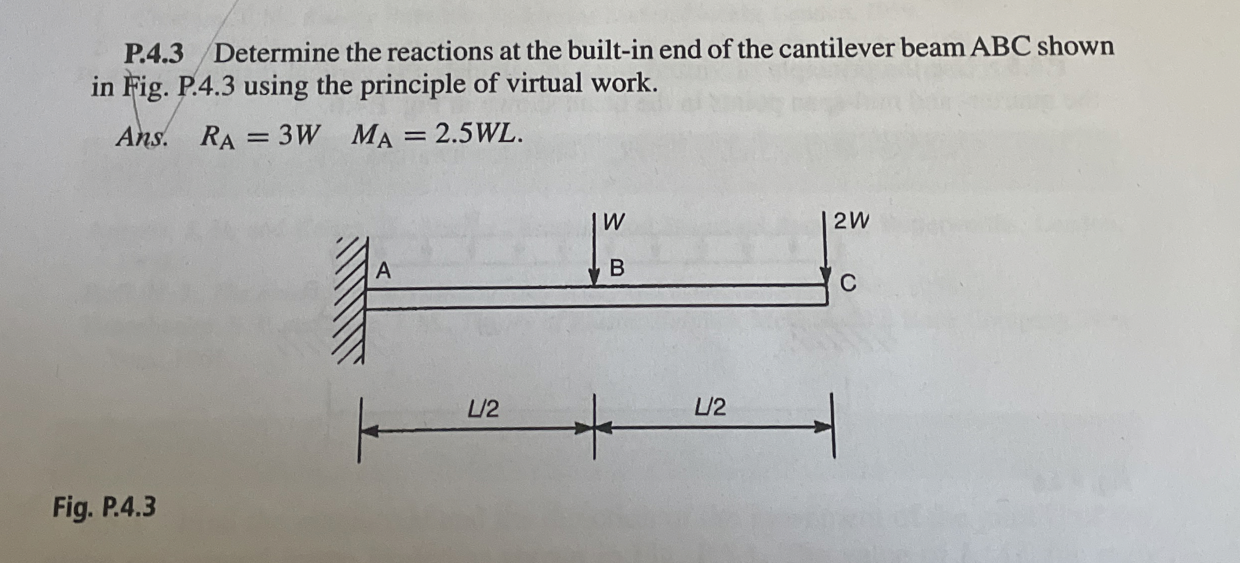 P . 4 . 3 Determine the reactions at the built -