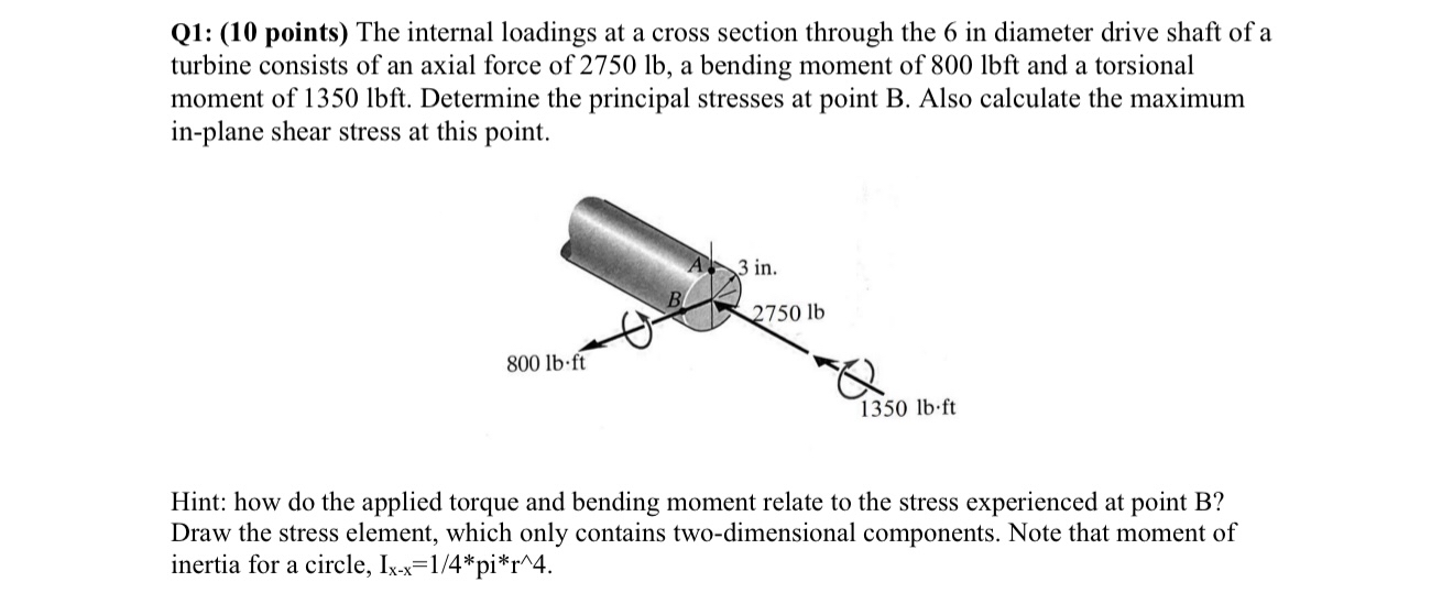 Q 1 : ( 1 0 points ) The internal loadings at a