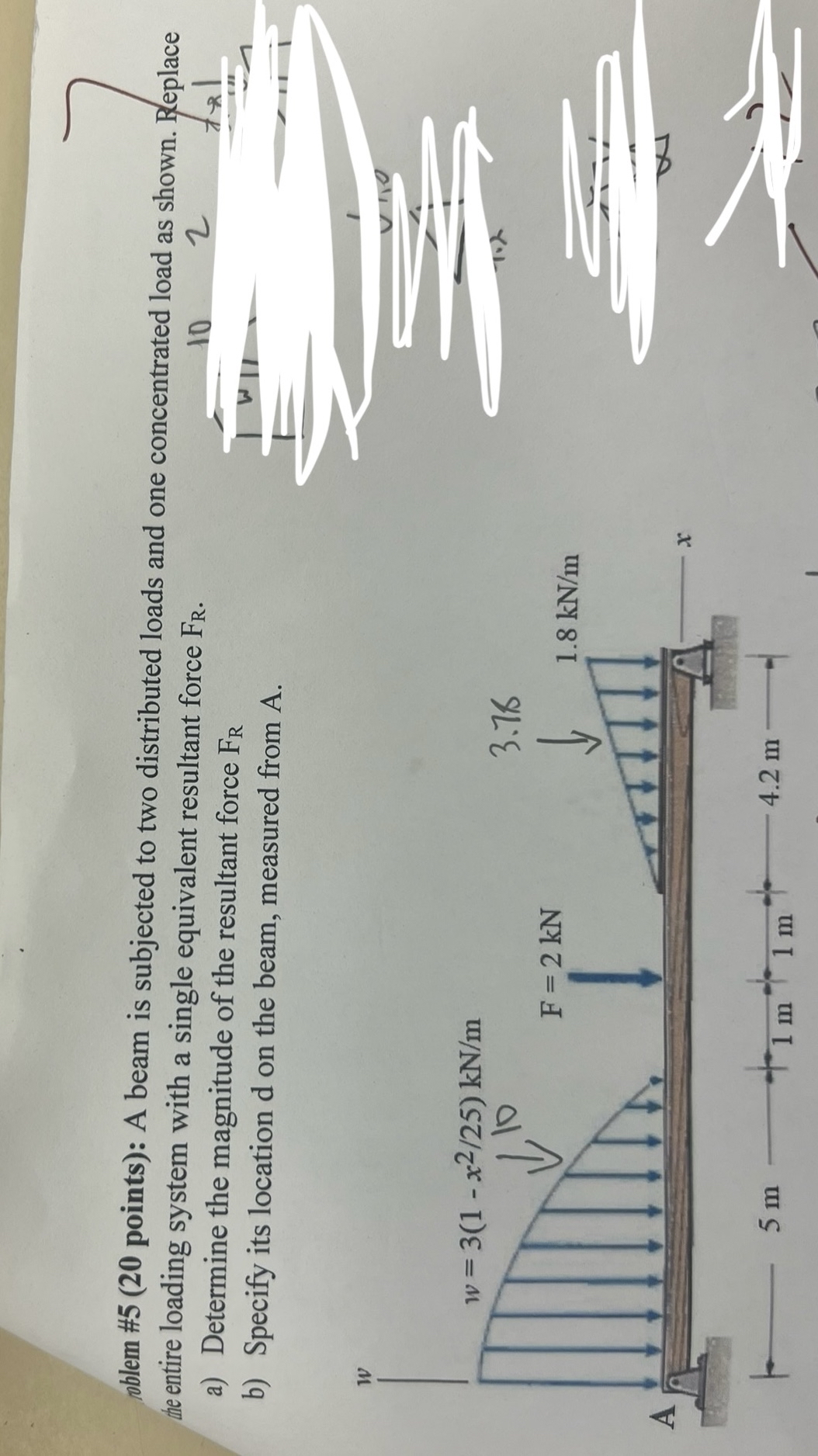 oblem # 5 ( 2 0 points ) : A beam is subjected to