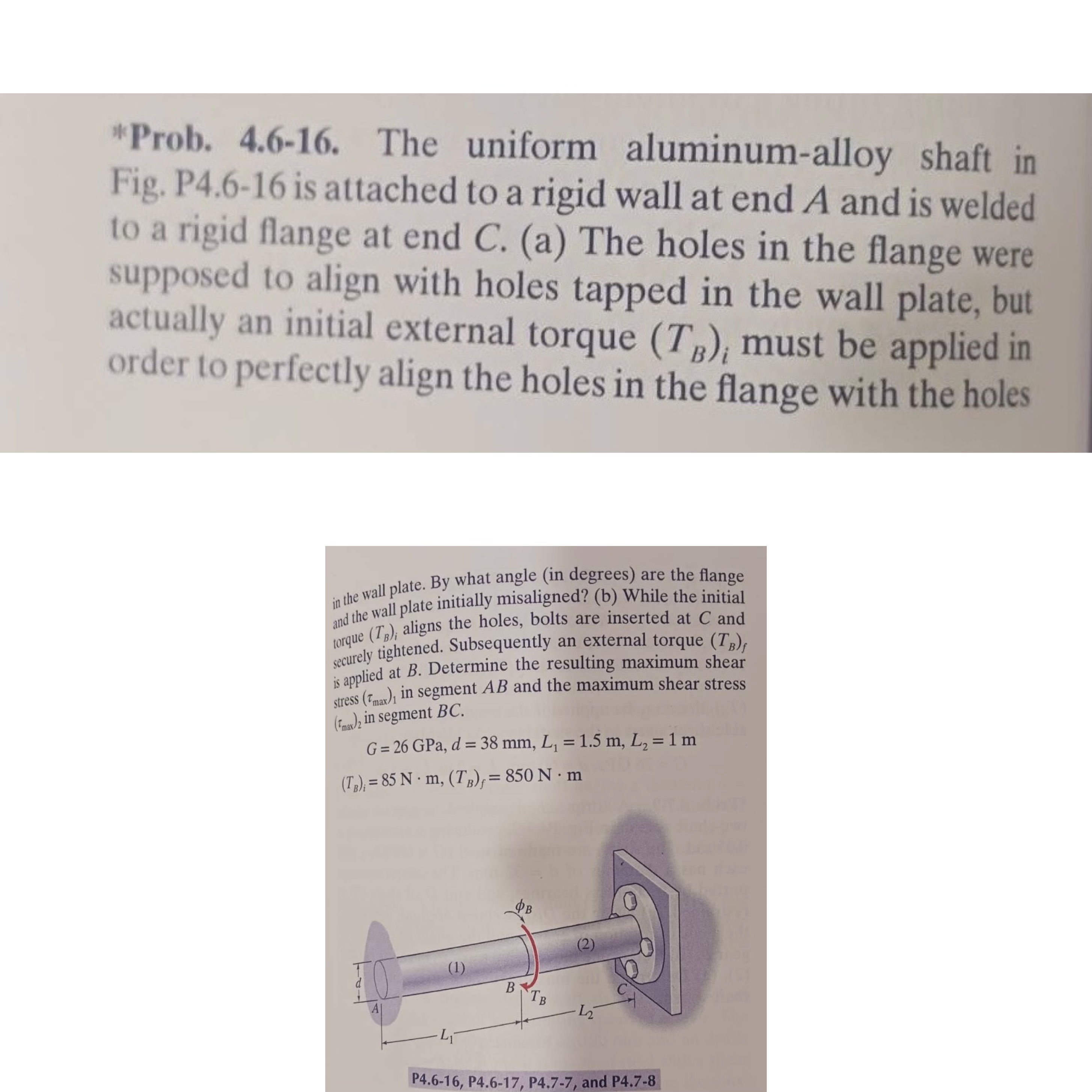 "Prob. 4 . 6 - 1 6 . The uniform aluminum - alloy