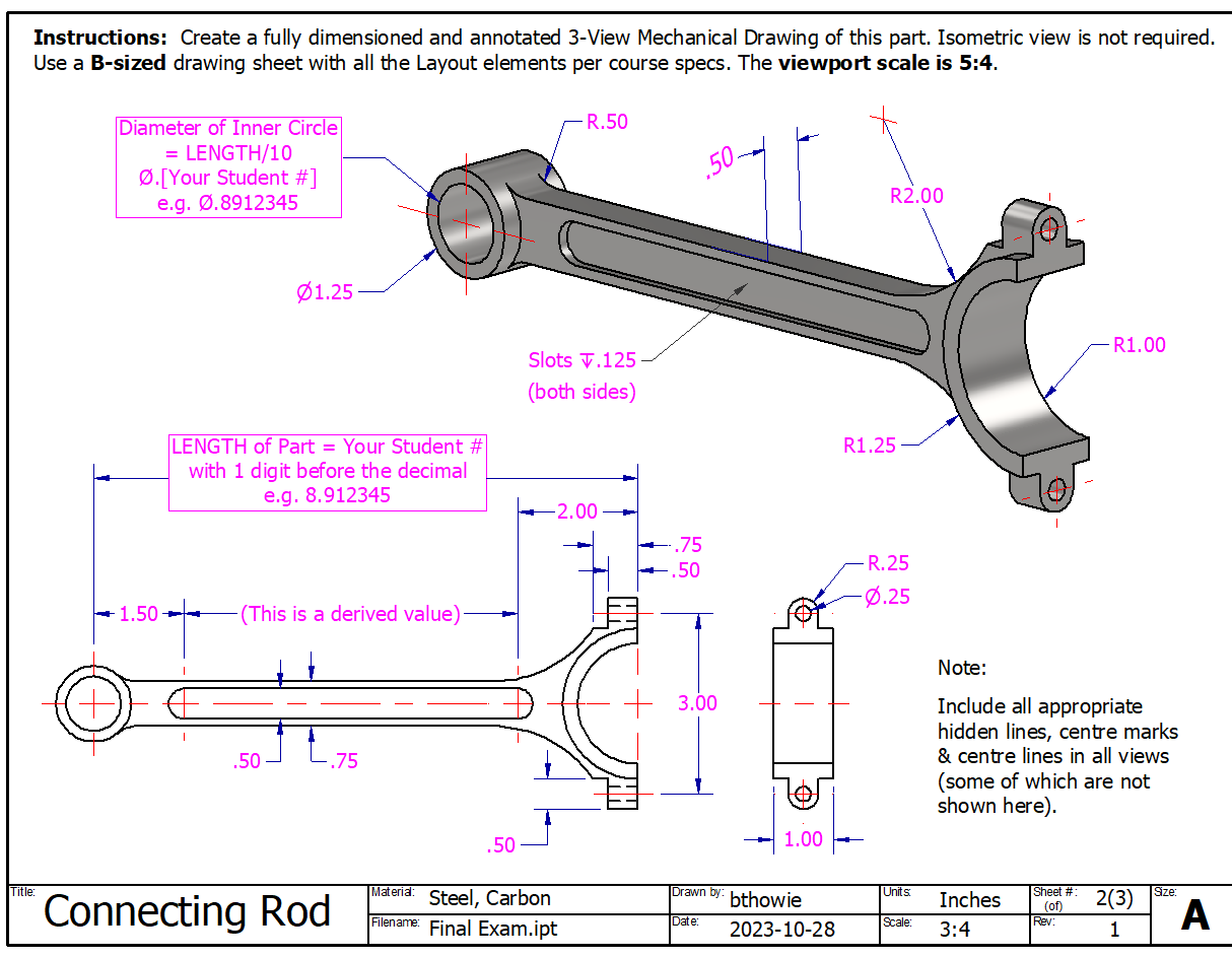 Instructions: Create a fully dimensioned and