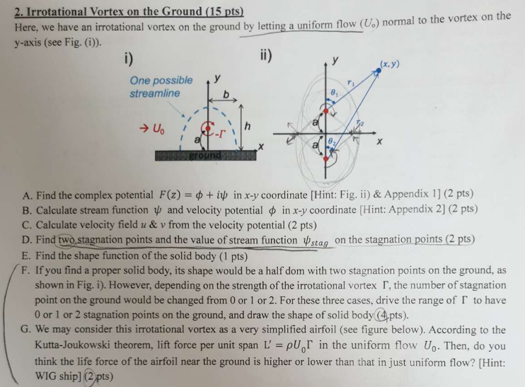 2 . Irrotational Vortex on the Ground ( 1 5 pts )