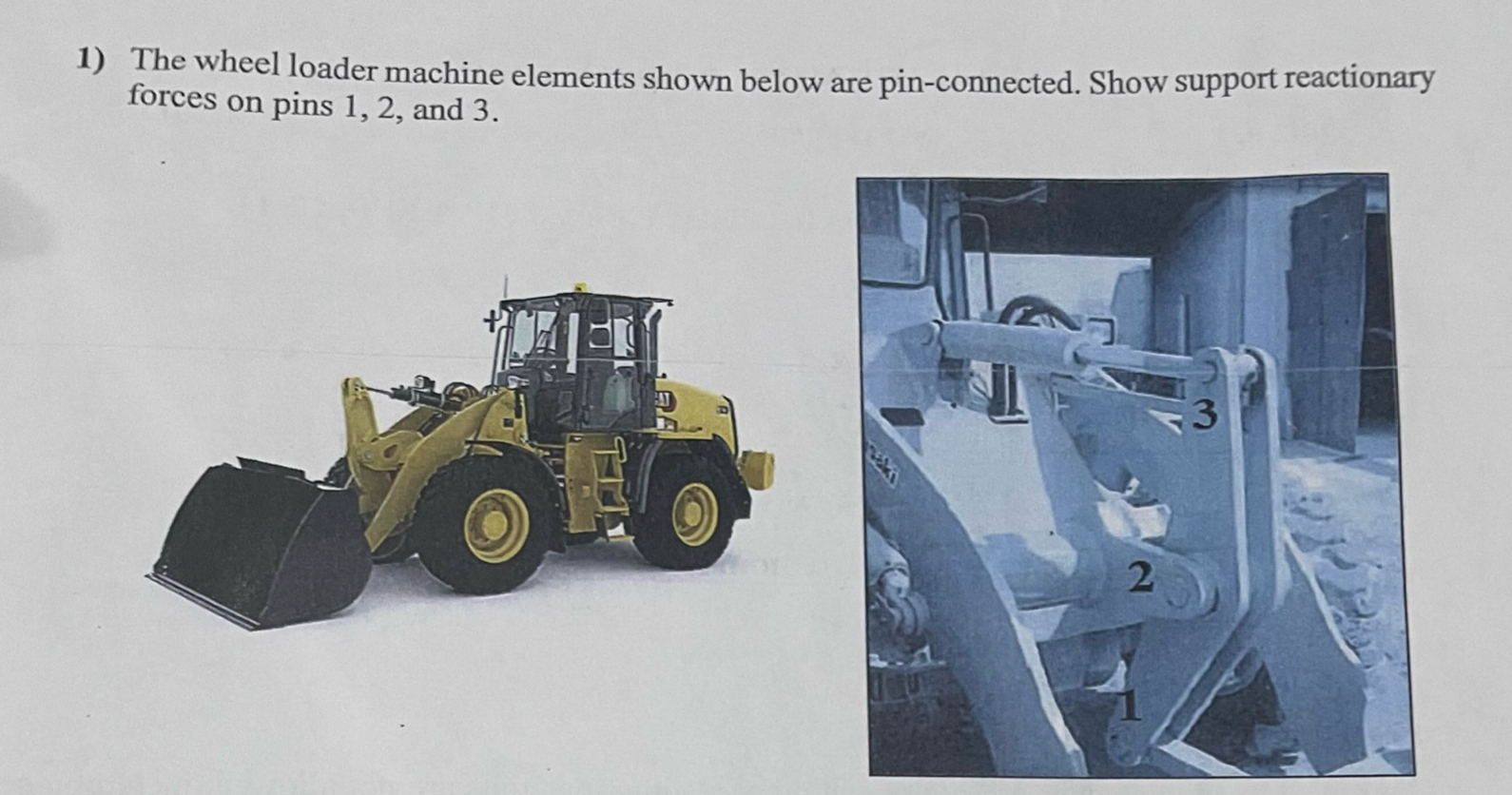 1 ) The wheel loader machine elements shown below