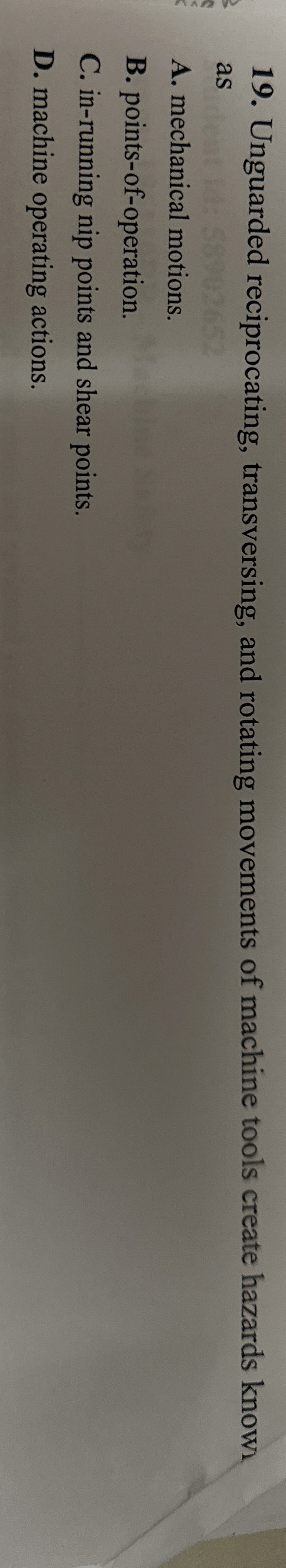 Unguarded reciprocating, transversing, and