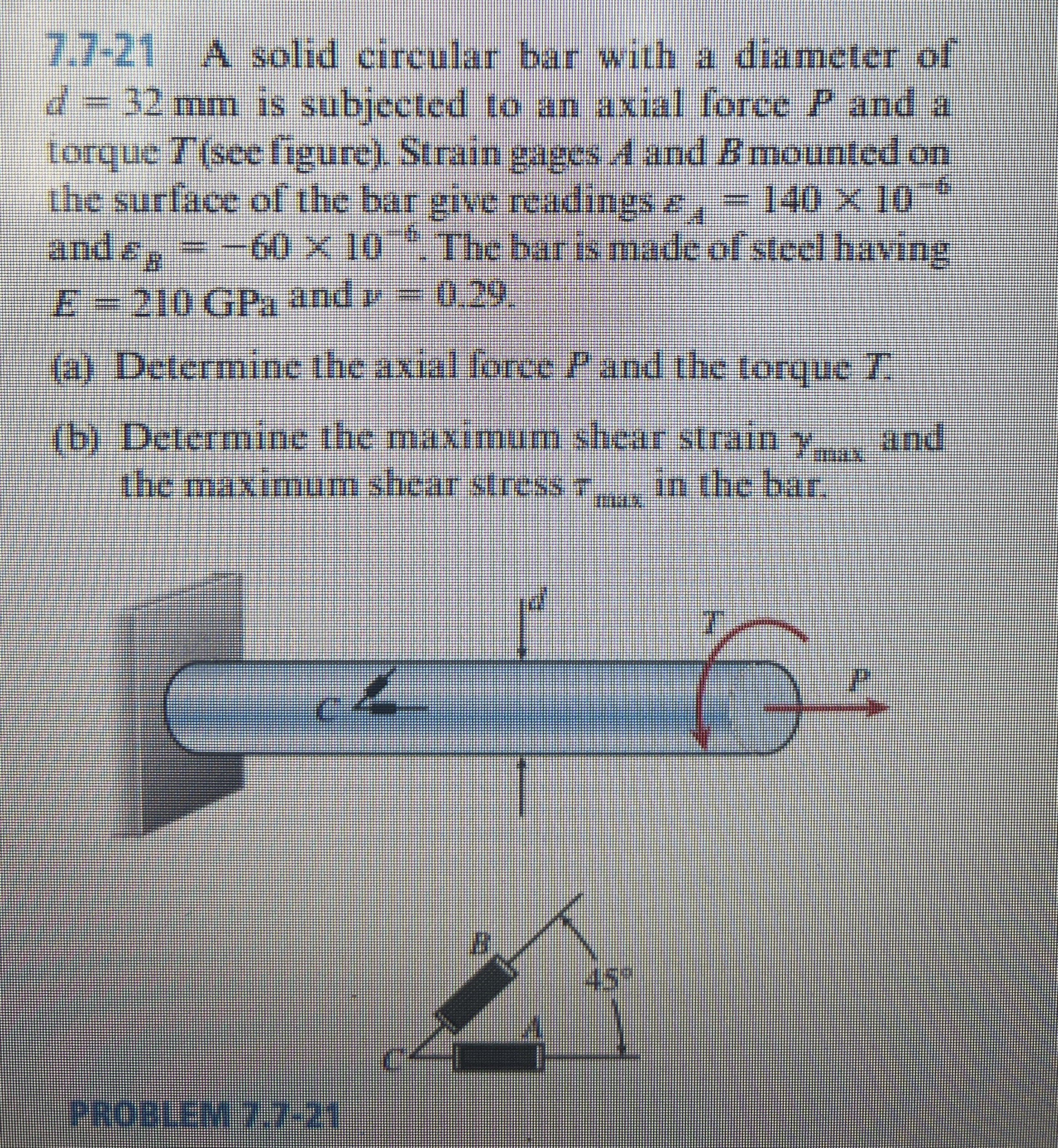 A solid circular bar with a diameter of