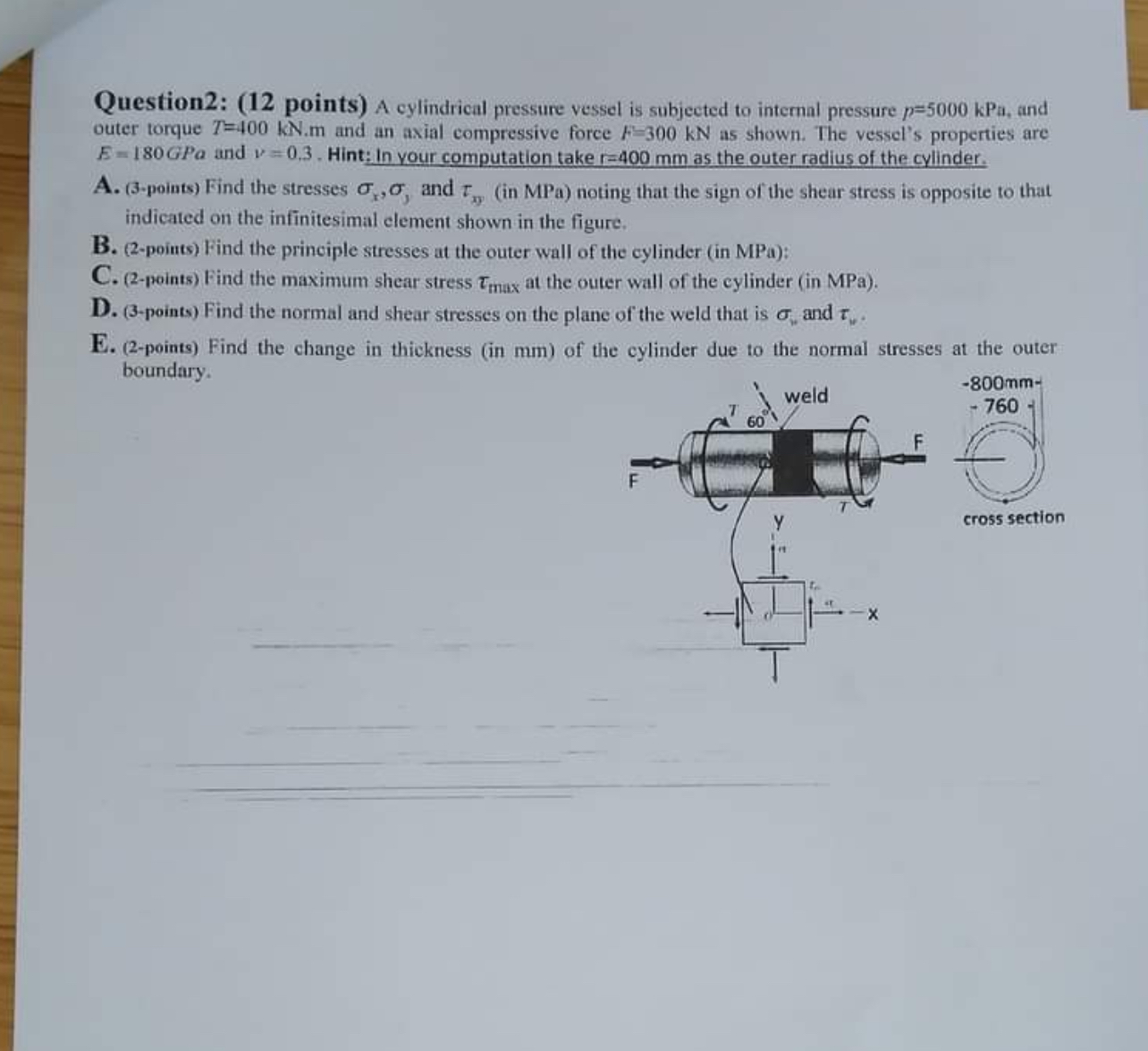 Question 2 : ( 1 2 points ) A cylindrical