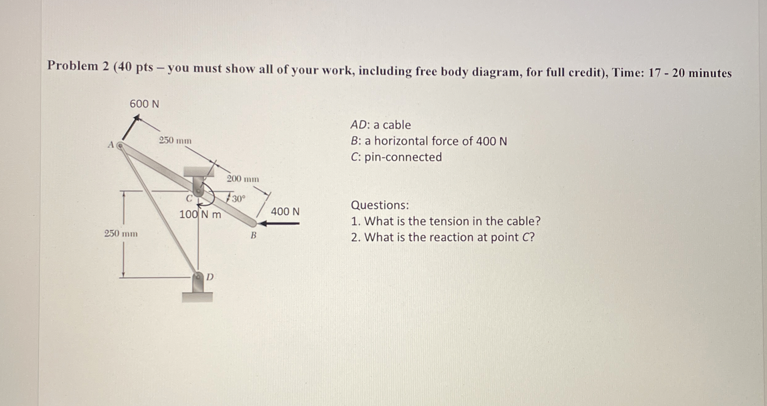 Problem 2 ( 4 0 pts - you must show all of your