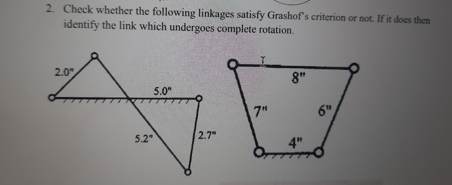 Check whether the following linkages satisfy