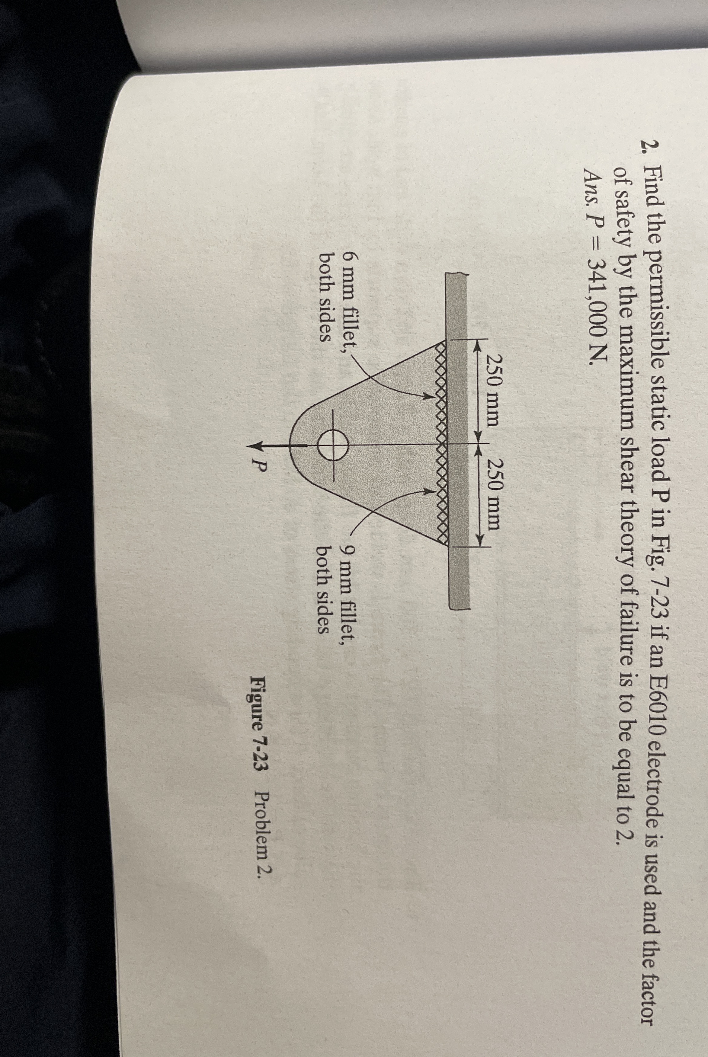 Find the permissible static load P in Fig. 7 - 2