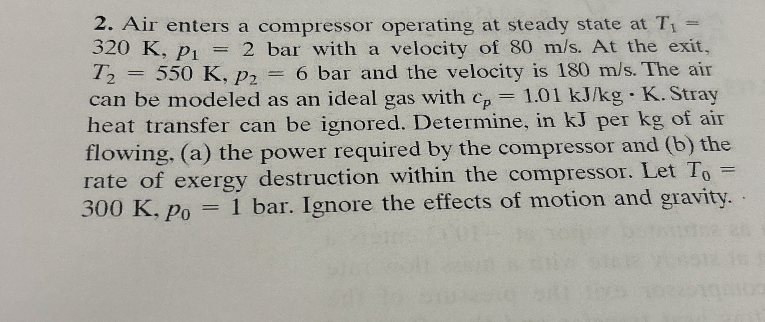 Air enters a compressor operating at steady state