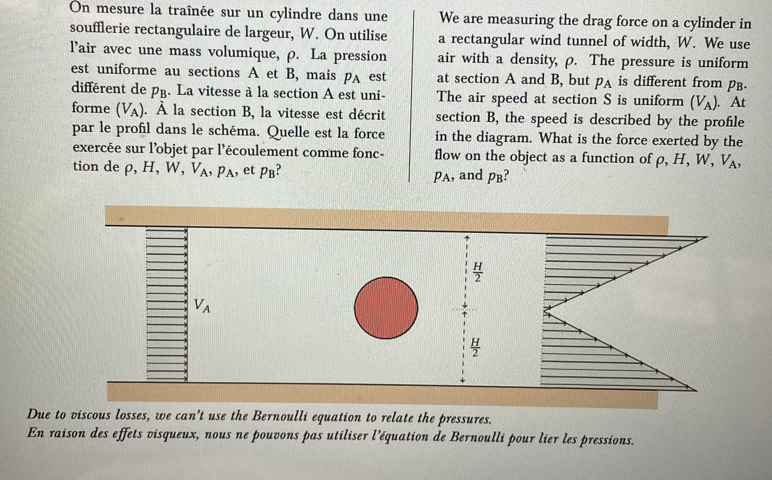 On mesure la tra n e sur un cylindre dans une