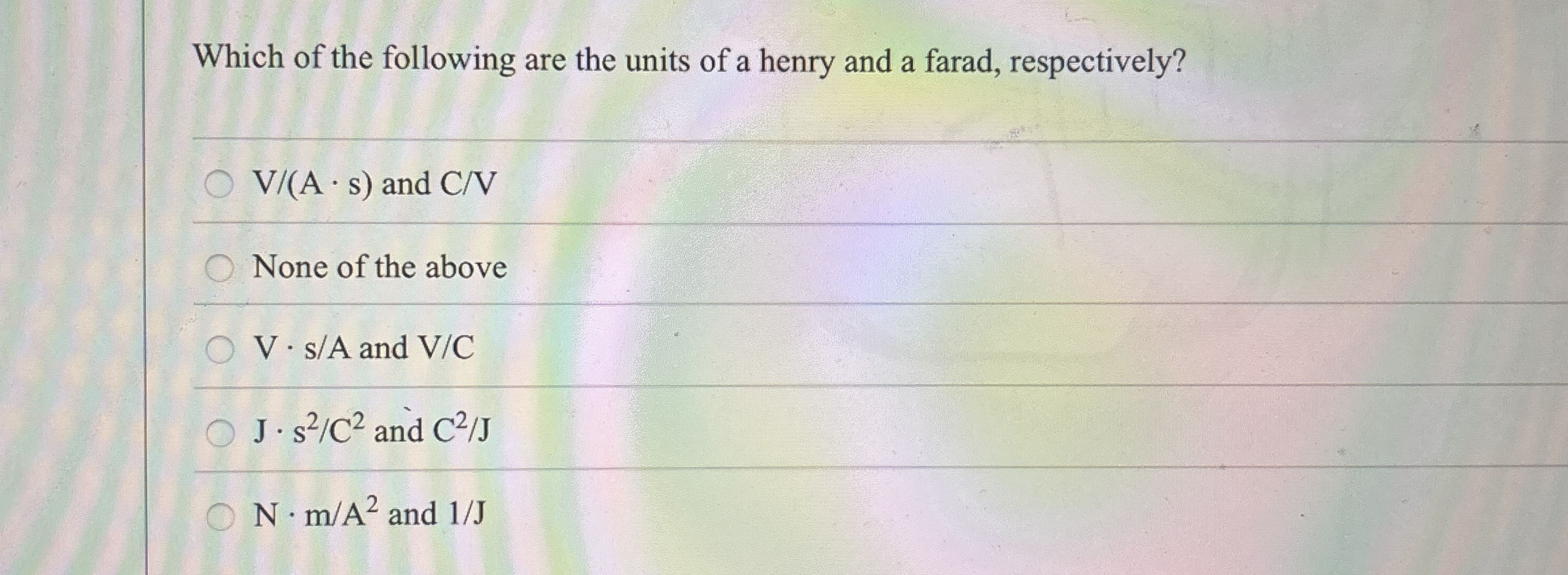 Which of the following are the units of a henry