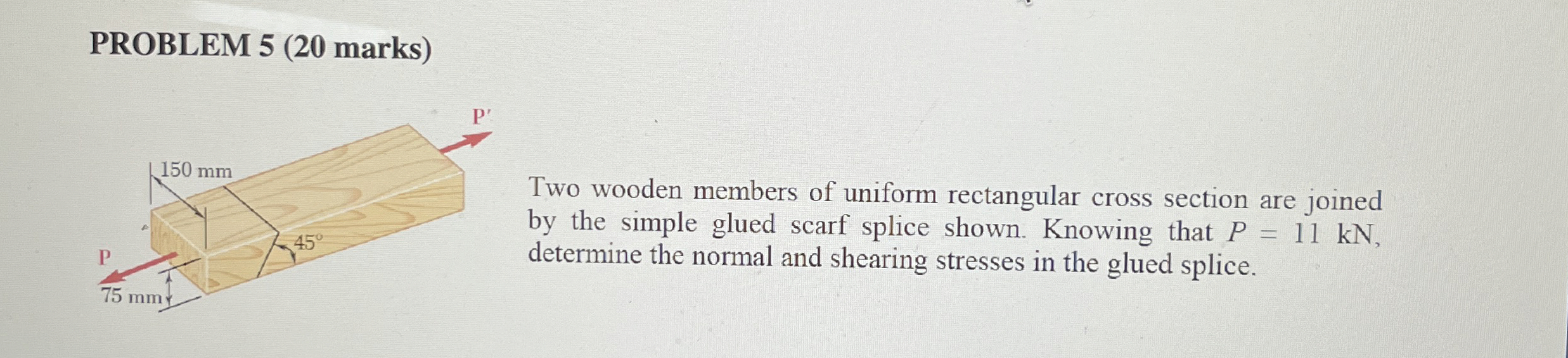PROBLEM 4 ( 2 0 marks ) Knowing that = 4 0 and P